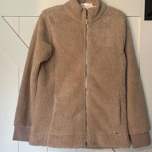 Calvin Klein Sherpa Full Zip Women's Tan Teddy Bear Jacket Size Mediumi